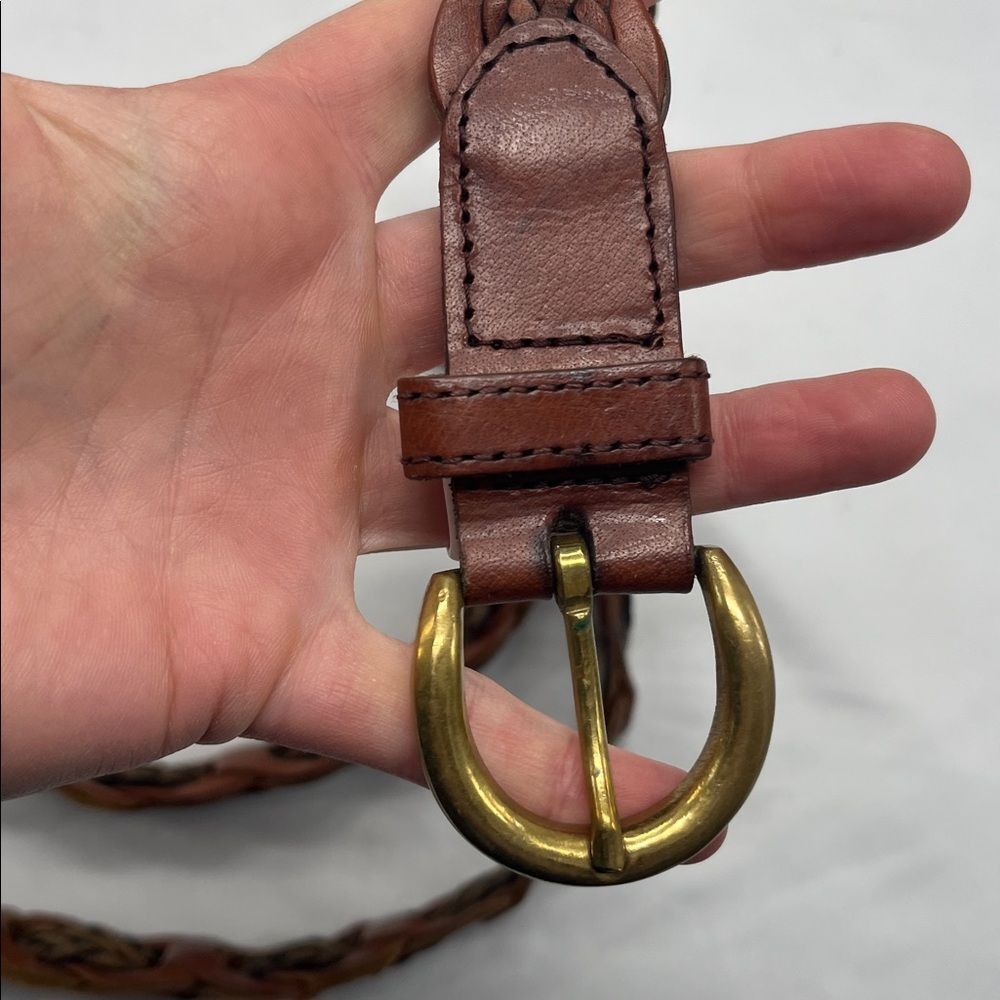Vintage Laura Gayle Brown Leather Double Braided Belt - Picture 2 of 6
